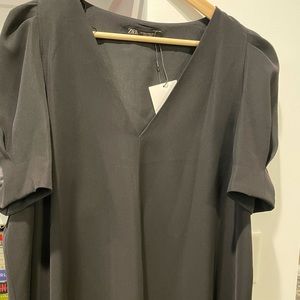 NWT Zara puff sleeve black dress XXL
